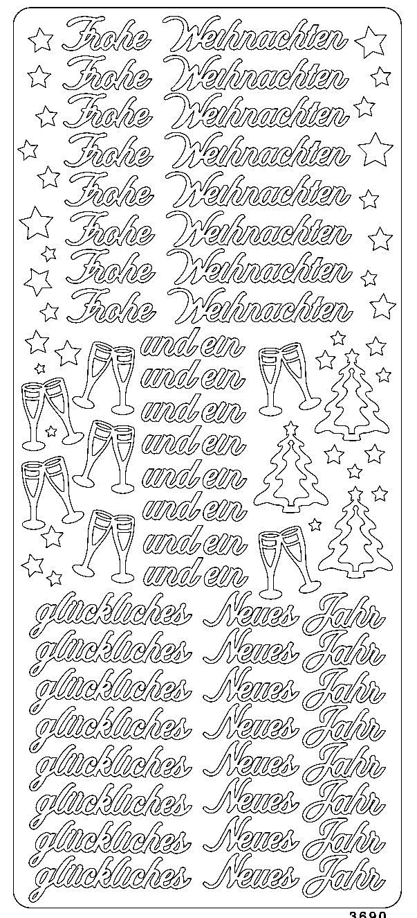 Sticker Frohe Weihnachten + gl&#252;ckliches neues Jahr silber