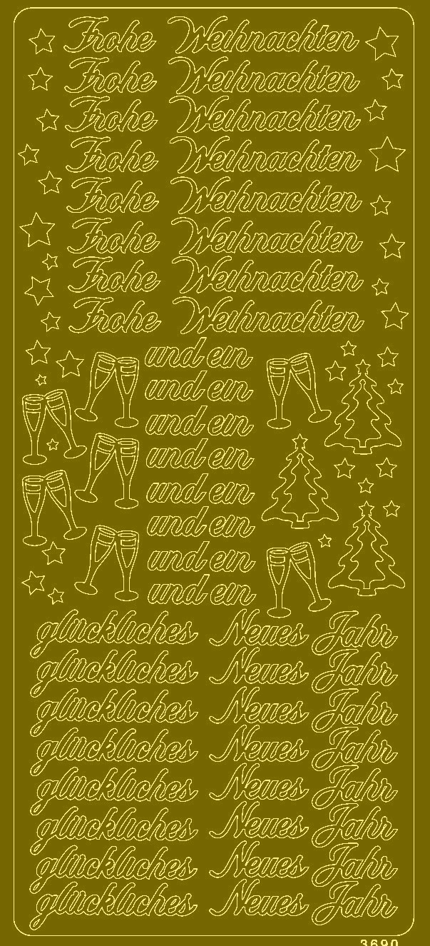 Sticker Frohe Weihnachten + gl&#252;ckliches neues Jahr gold