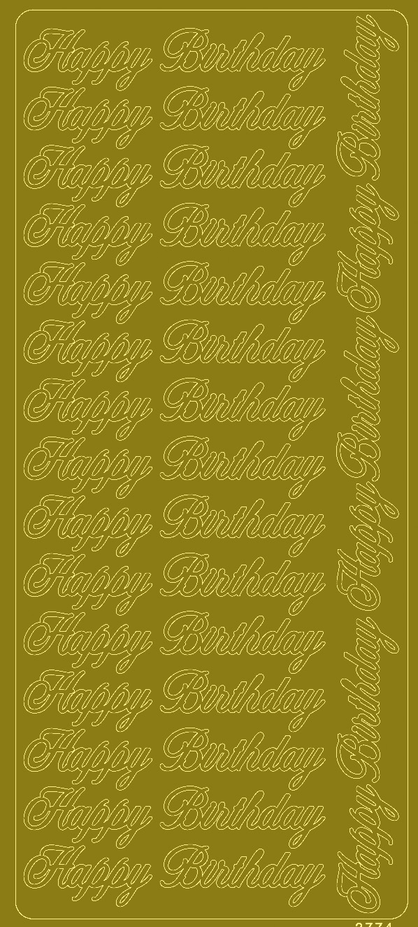 Sticker Happy Birthday 18x  gold