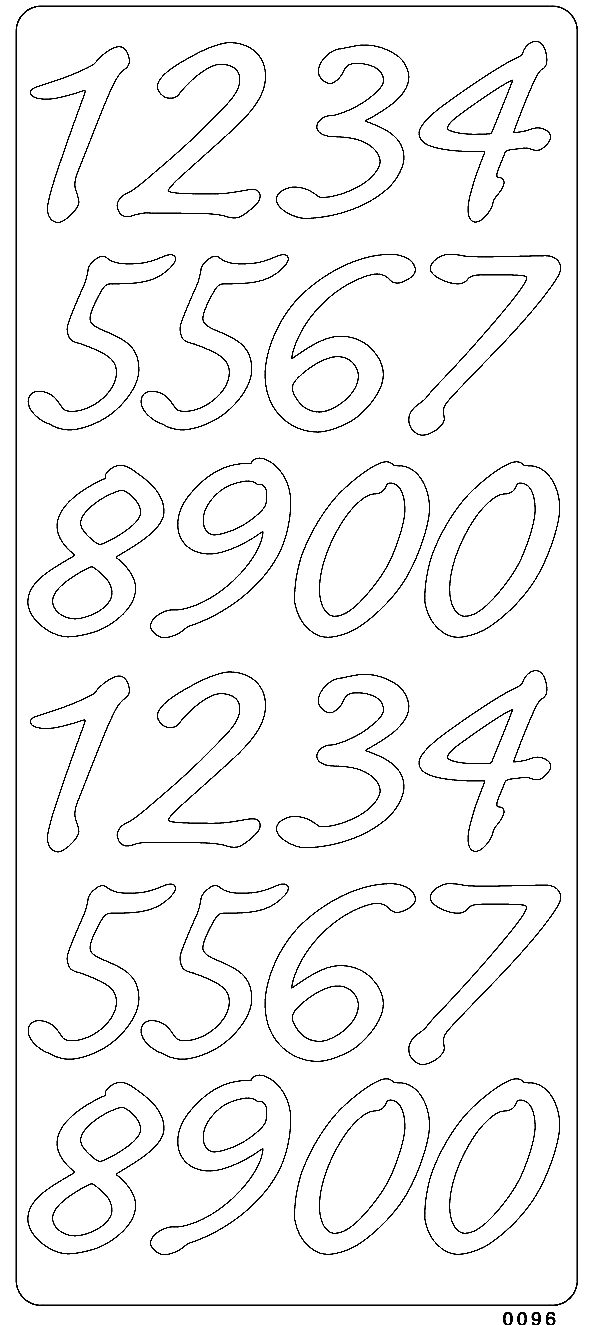 Sticker Zahlen 0-9(2x) 3cm silber