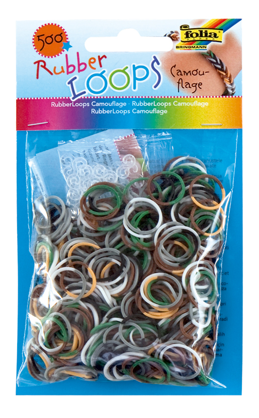 Rubber Loops  500St. CAMOUFLAGE inkl 25 S-Klipse /H&#228;kelnadel