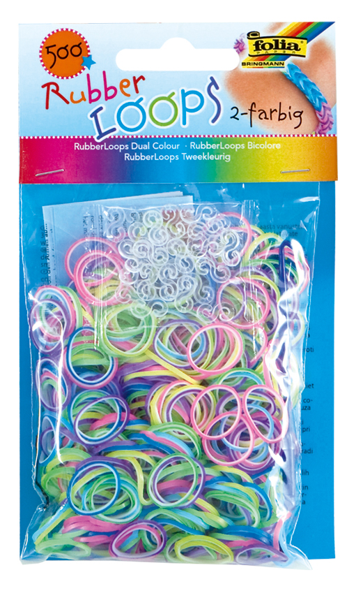 Rubber Loops  500St. ZWEIFARBIG inkl 25 S-Klipse /H&#228;kelnadel