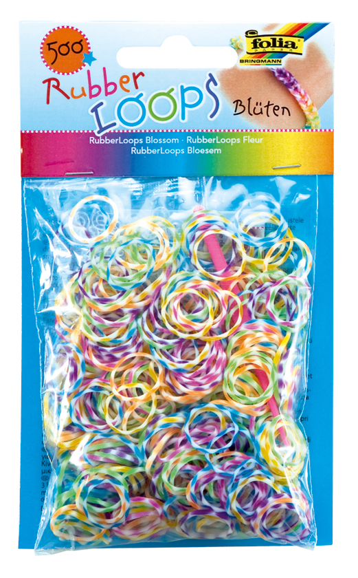 Rubber Loops Bl&#252;ten farbig 500St.inkl 25 S-Klipse /H&#228;kelnadel