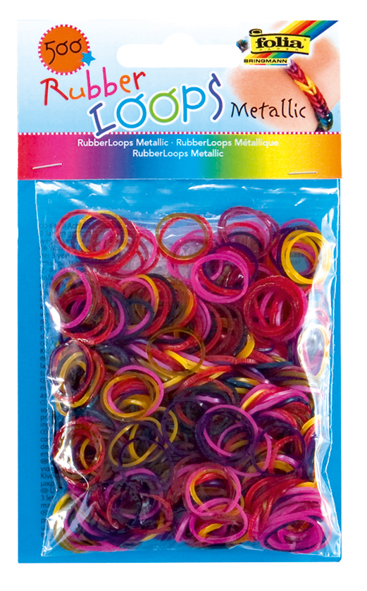 Rubber Loops METALLIC 500St.inkl 25 S-Klipse /H&#228;kelnadel