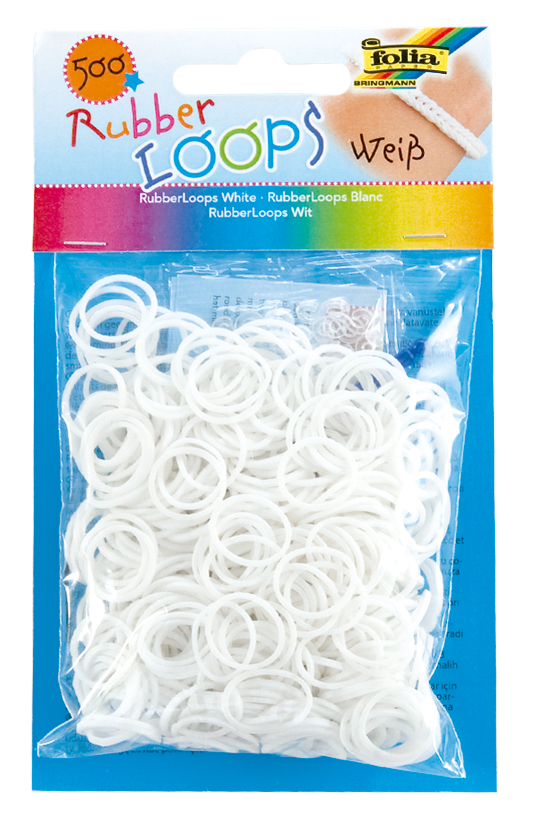 Rubber Loops WEISS 500St. inkl 25 S-Klipse /H&#228;kelnadel