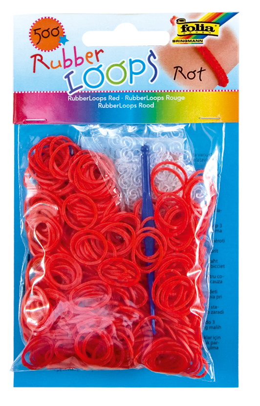 Rubber Loops ROT 500St. inkl 25 S-Klipse /H&#228;kelnadel