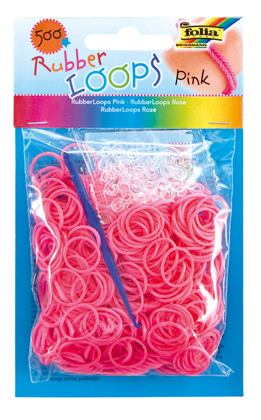 Rubber Loops PINK 500St. inkl 25 S-Klipse /H&#228;kelnadel