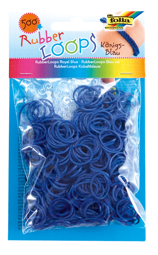 Rubber Loops K&#214;NIGSBLAU 500St. inkl 25 S-Klipse /H&#228;kelnadel