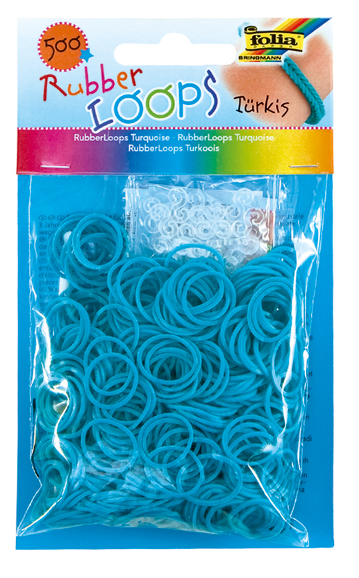 Rubber Loops T&#220;RKIS 500St. inkl 25 S-Klipse /H&#228;kelnadel
