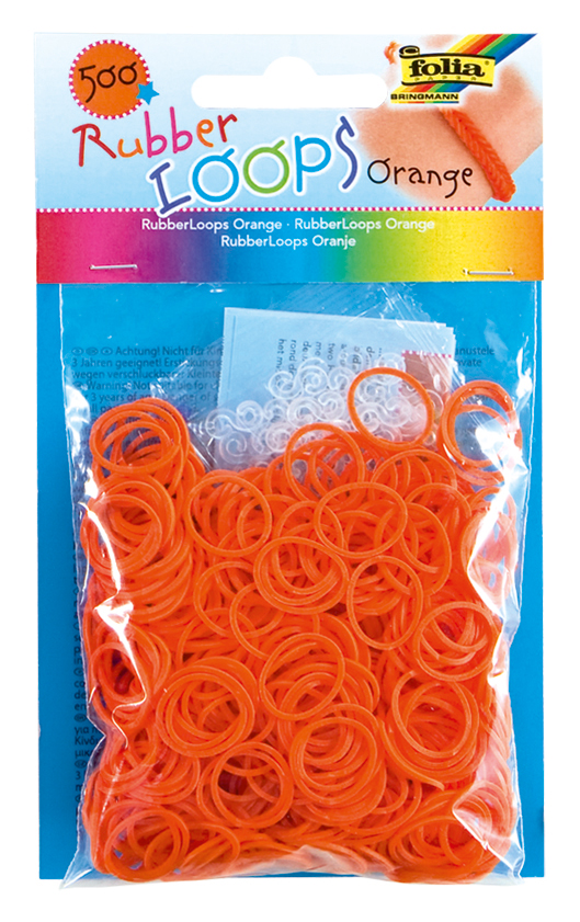 Rubber Loops ORANGE 500St. inkl 25 S-Klipse /H&#228;kelnadel
