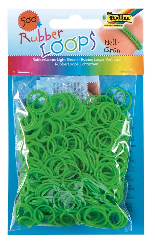 Rubber Loops HELLGR&#220;N 500St. inkl 25 S-Klipse /H&#228;kelnadel
