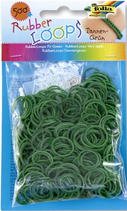 Rubber Loops TANNENGR&#220;N 500St. inkl 25 S-Klipse /H&#228;kelnadel