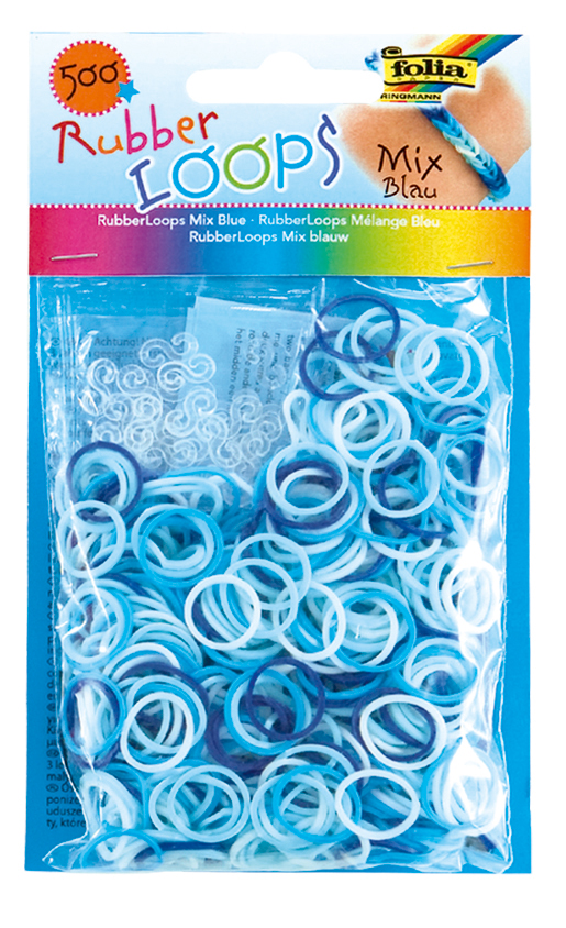 Rubber Loops MIX BLAU 500St. inkl 25 S-Klipse /H&#228;kelnadel