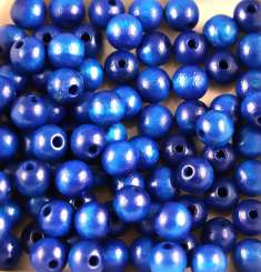 Holzperlen 10mm  57St blau