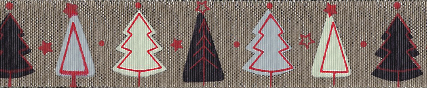 Band Taft B&#228;ume / Draht / hellbraun 2m 25mm