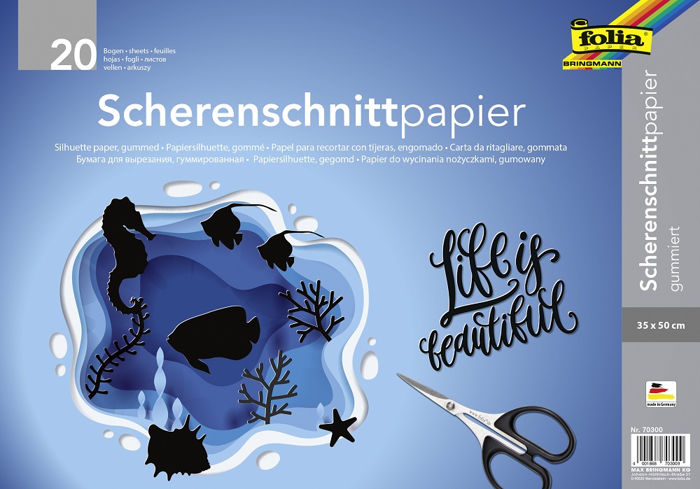 Scherenschnittpapier 35x50cm, 20 Blatt