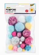 Pompoms Glitter pastell 3 Farben assortiert