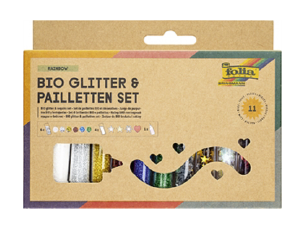 BIO Glitter-Set 10 Dosen Dekomaterial,1x Deko-Kleber 90g