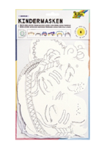Kindermasken ABENTEUER 6 St&#252;ck, wei&#223;, Motive sortiert
