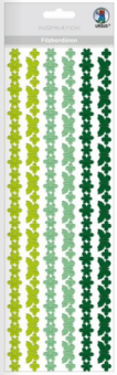 Filzbordüre Blüten und Schmetterling grün