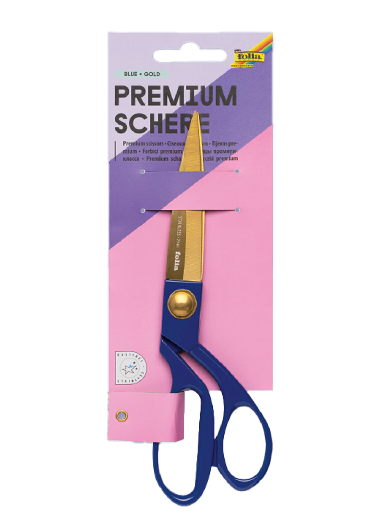 Premiumschere gold-blau ca. 20,1 cm