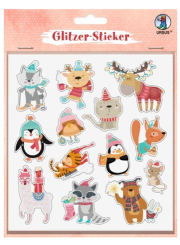Glitzer-Sticker, Weihnachten 4 Stickerbögen, 15 x 16,5 cm