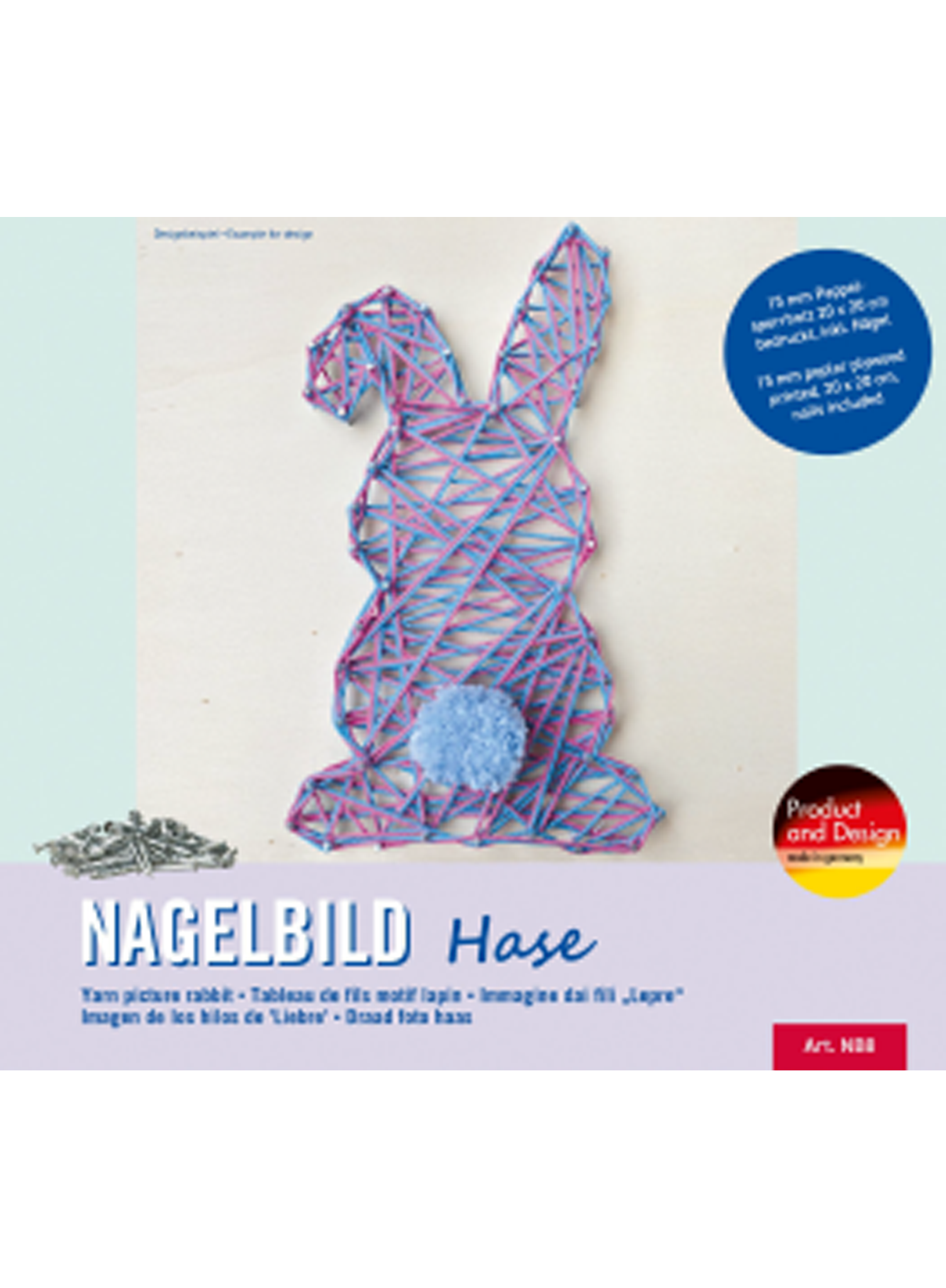 Nagel-Set Hase inkl. Garn, Hammer, N&#228;gel 20x20cm