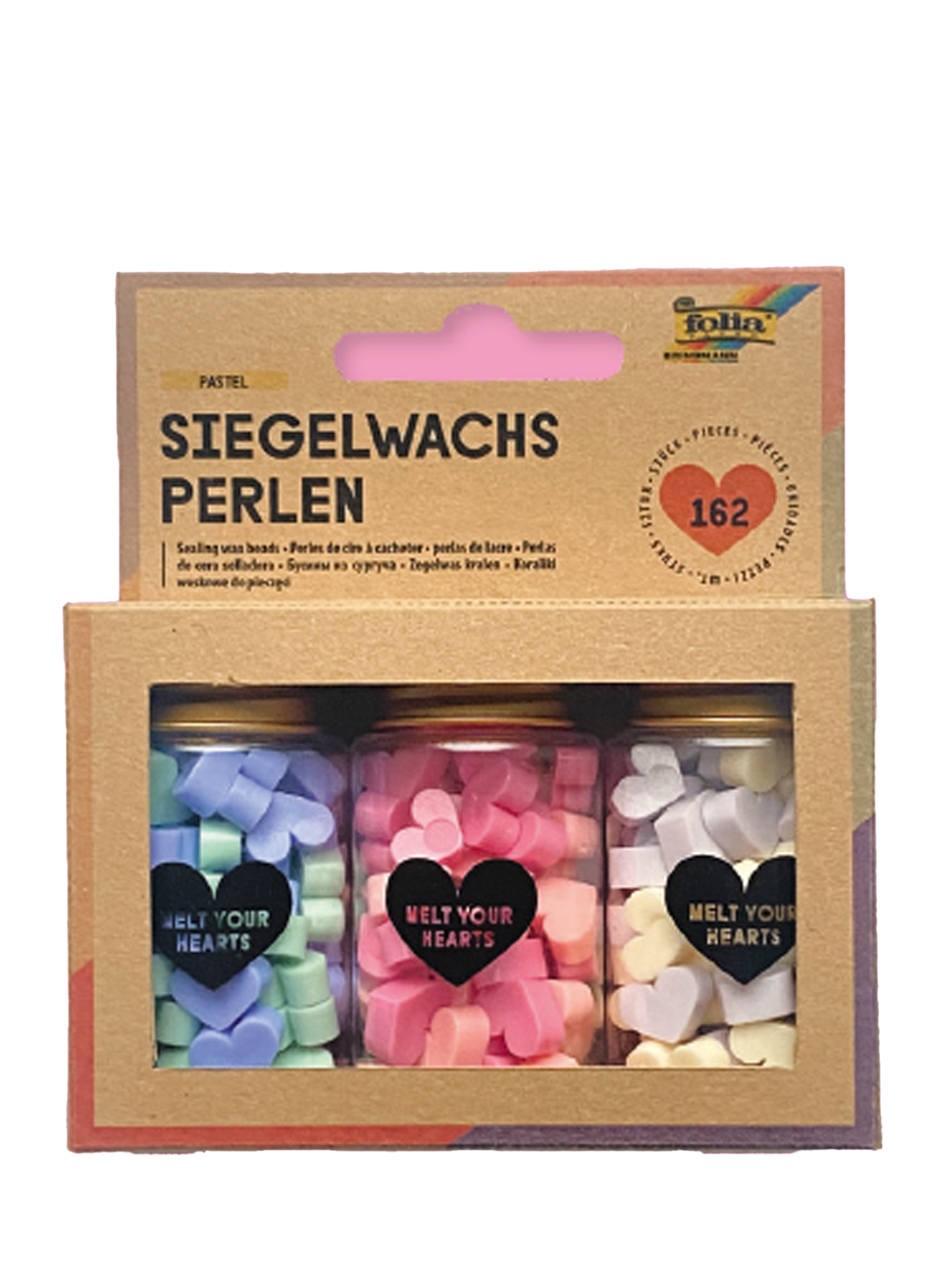Siegelwachsperlen pastell 3 Flaschen mit 54 Siegelperlen