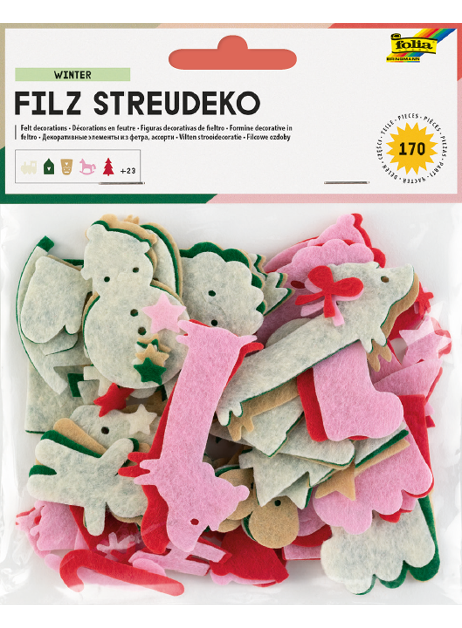 Filz Streudeko Winter 170Stk. Assortiert