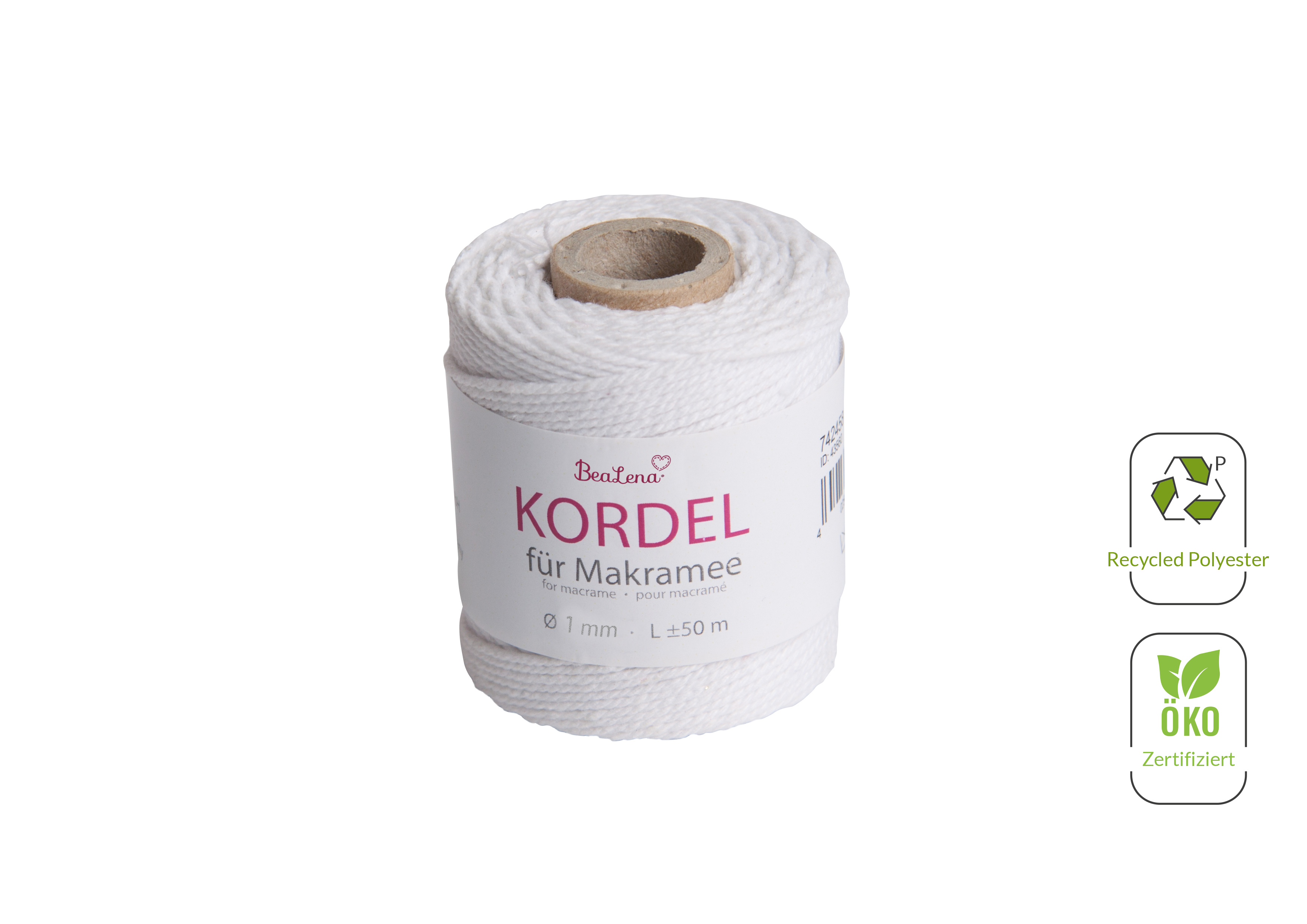 Kordel weiss  / Makramee 1 mm 50m