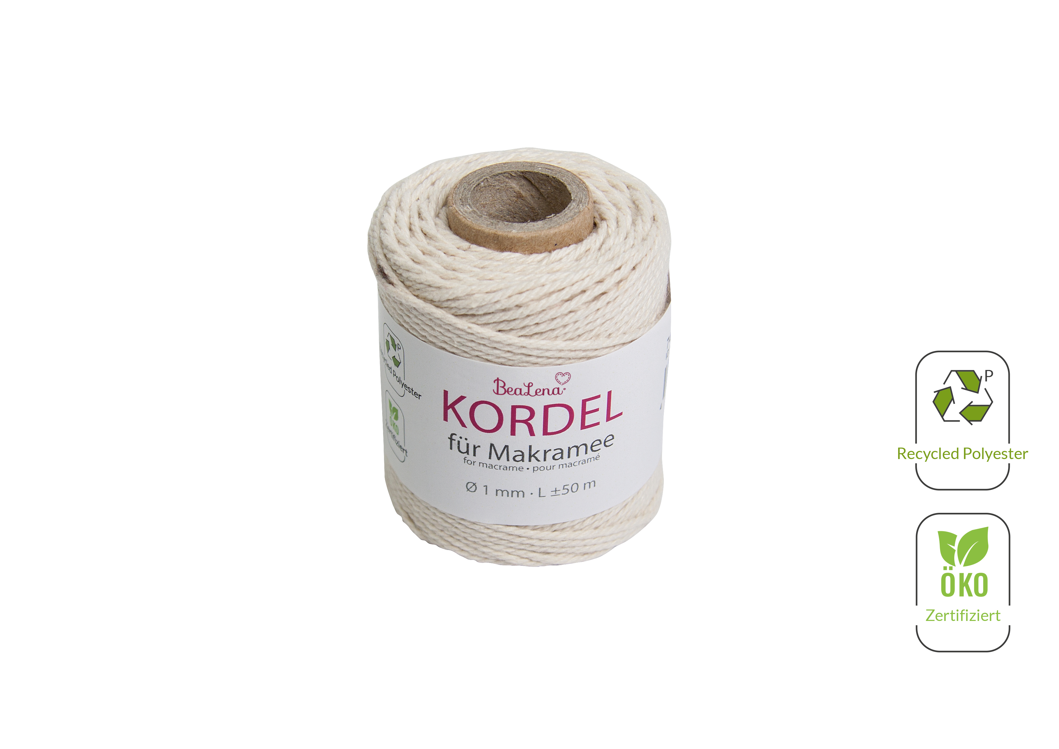 Kordel creme  / Makramee 1 mm 50m