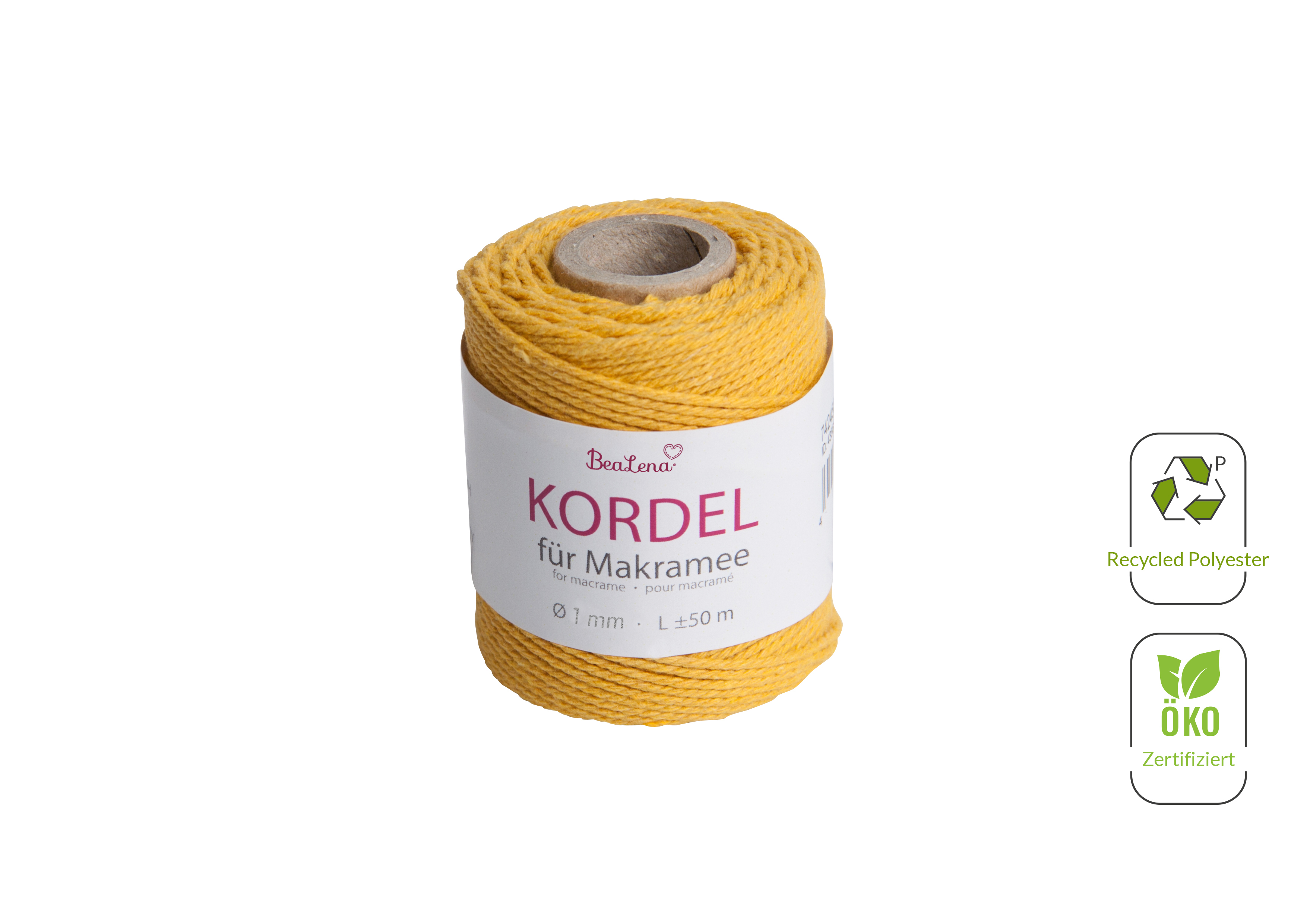 Kordel maisgelb  / Makramee 1 mm 50m