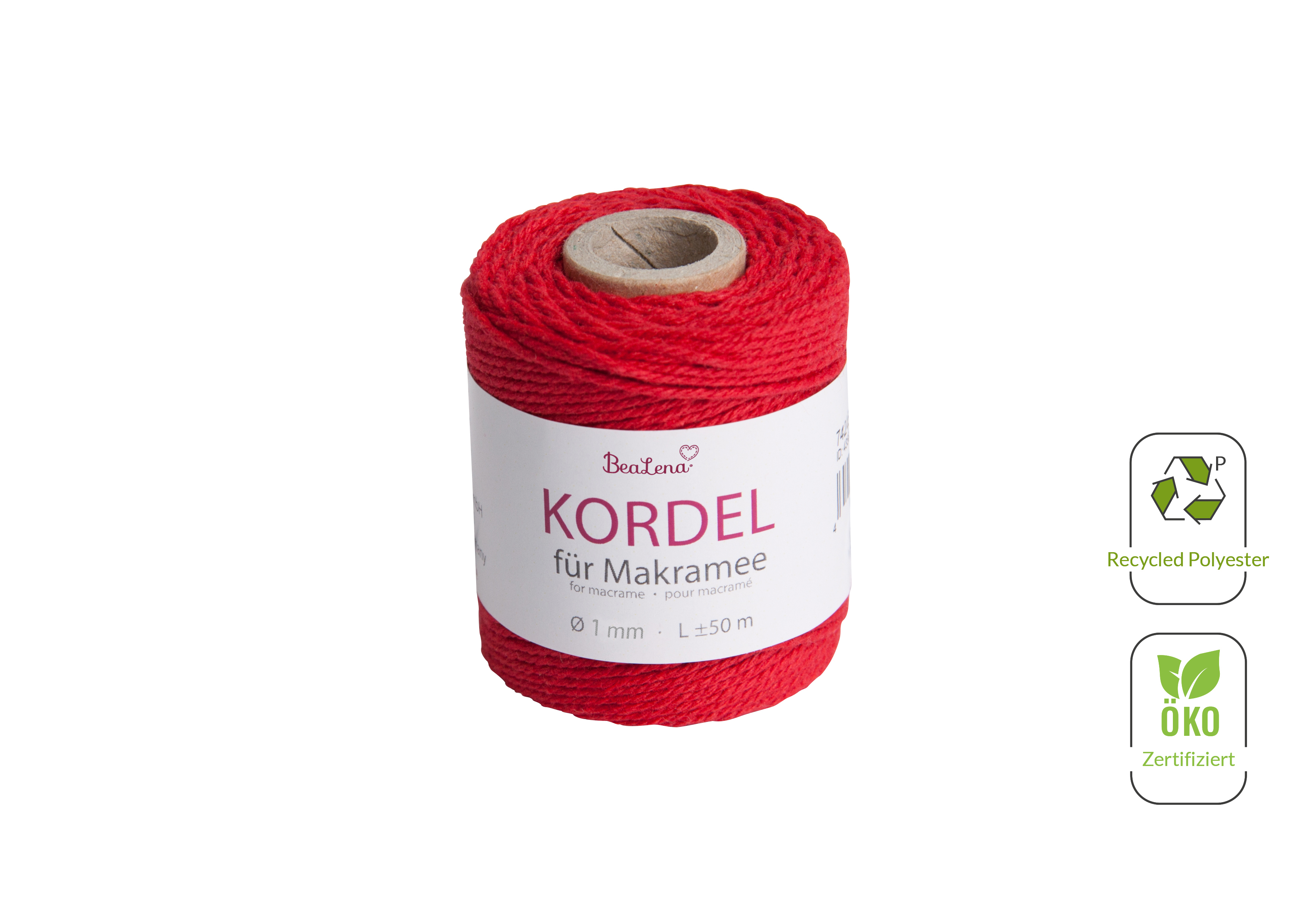 Kordel hochrot  / Makramee 1 mm 50m