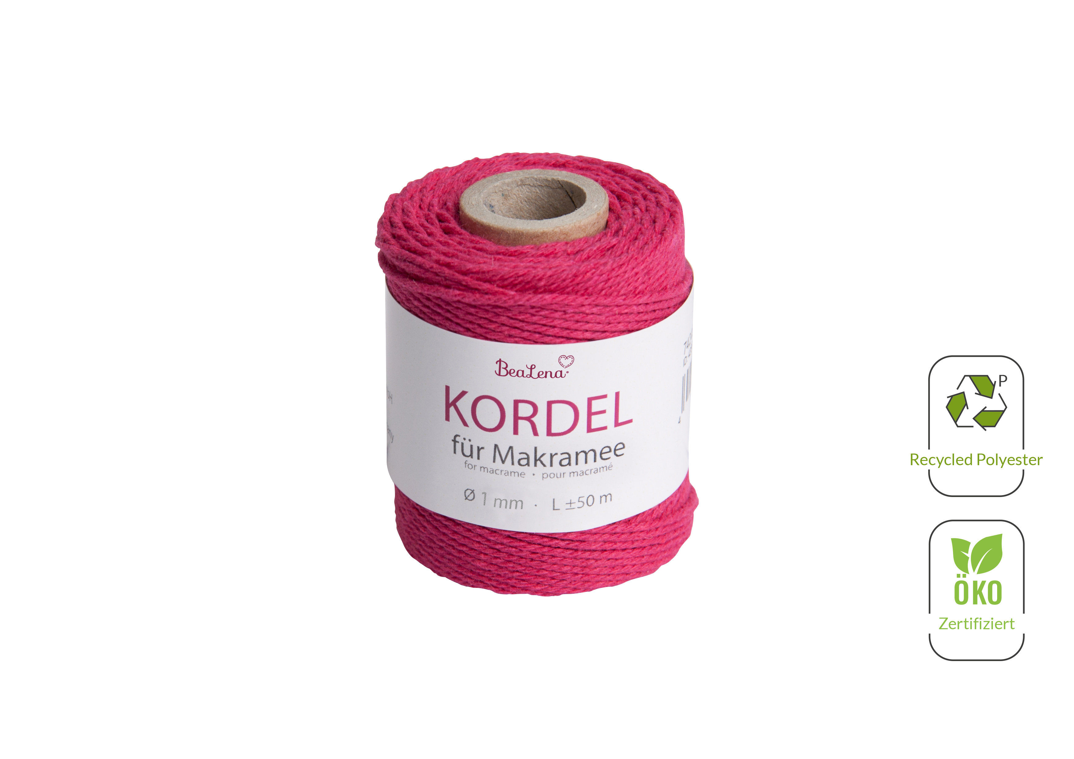 Kordel pink  / Makramee 1 mm 50m