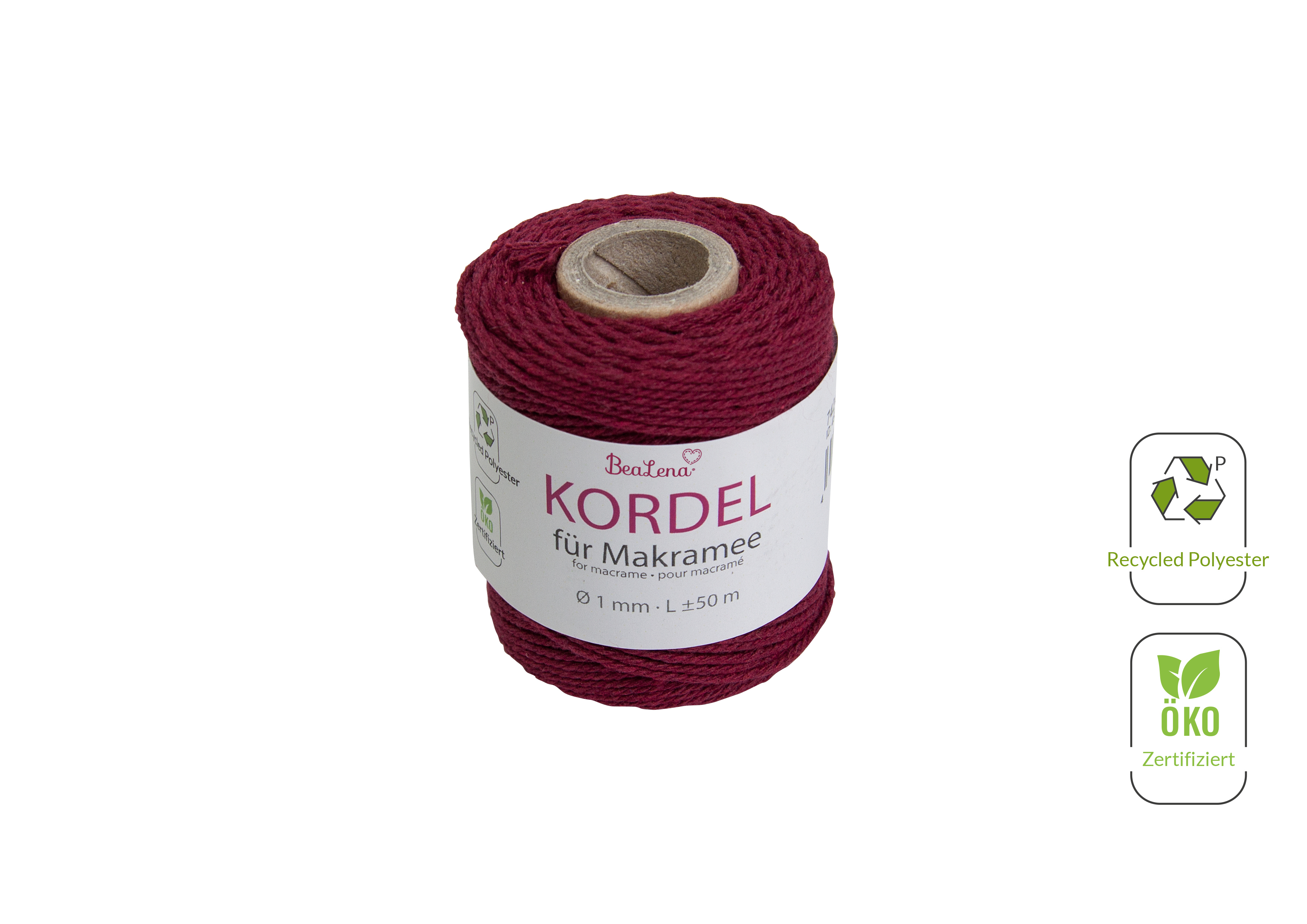 Kordel weinrot  / Makramee 1 mm 50m