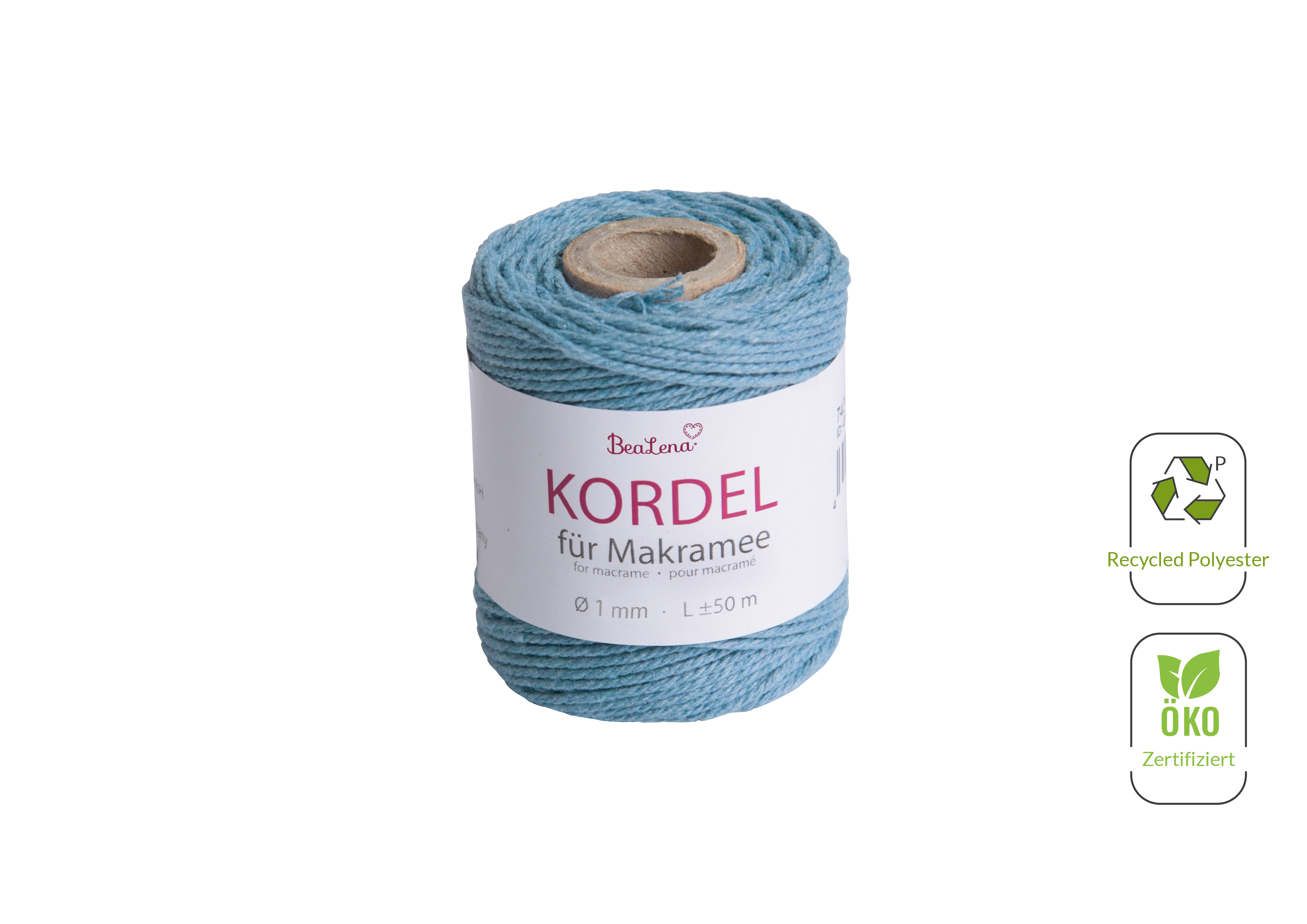 Kordel hellblau  / Makramee 1 mm 50m