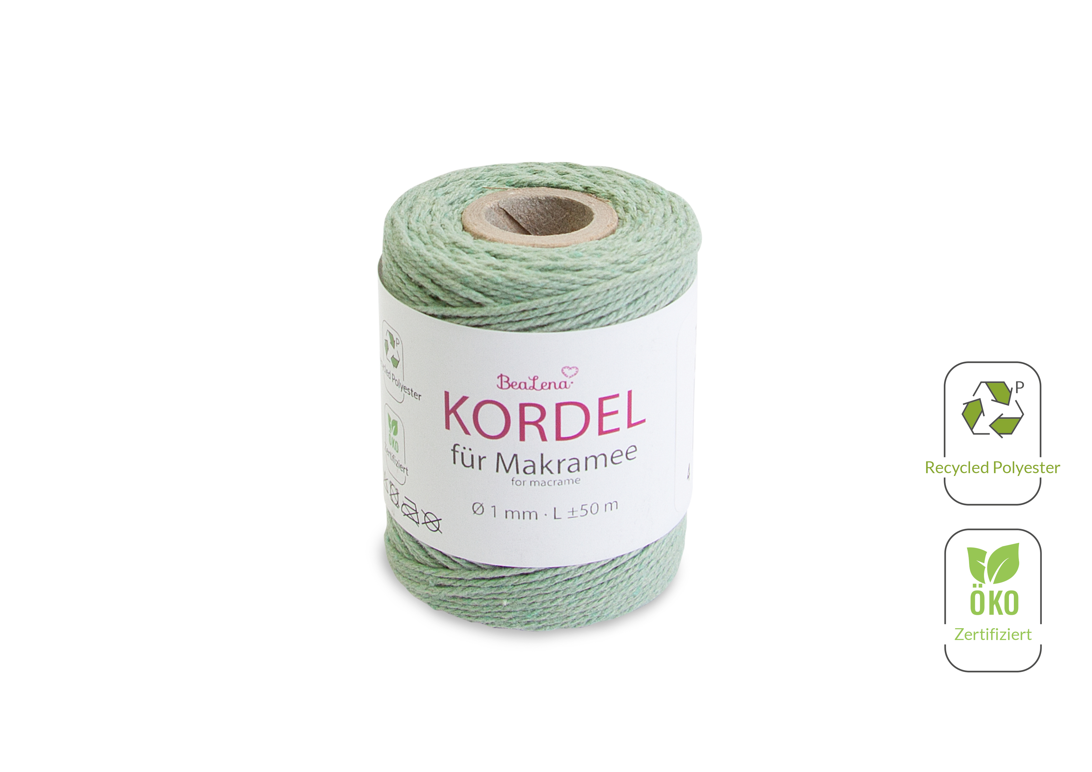 Kordel mintgr&#252;n  / Makramee 1 mm