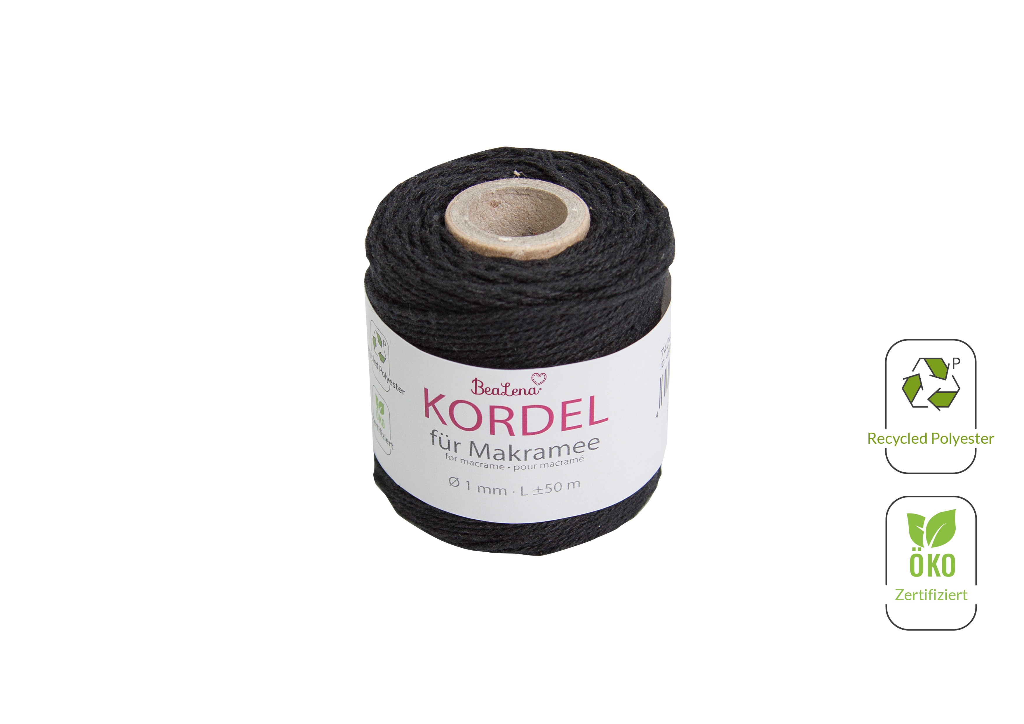 Kordel schwarz  / Makramee 1 mm 50m