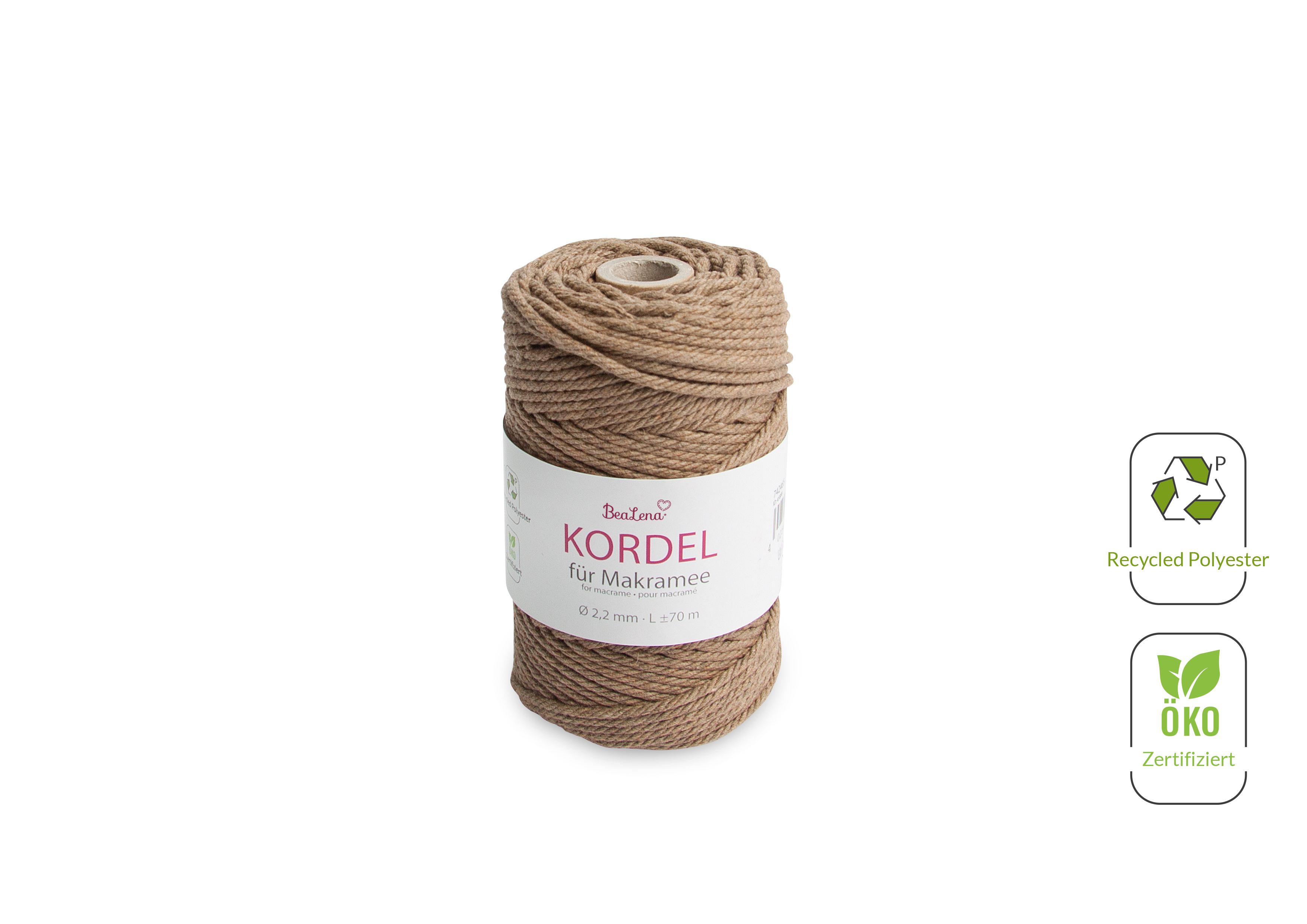 Kordel hellbraun Makramee 2,2 mm 70m