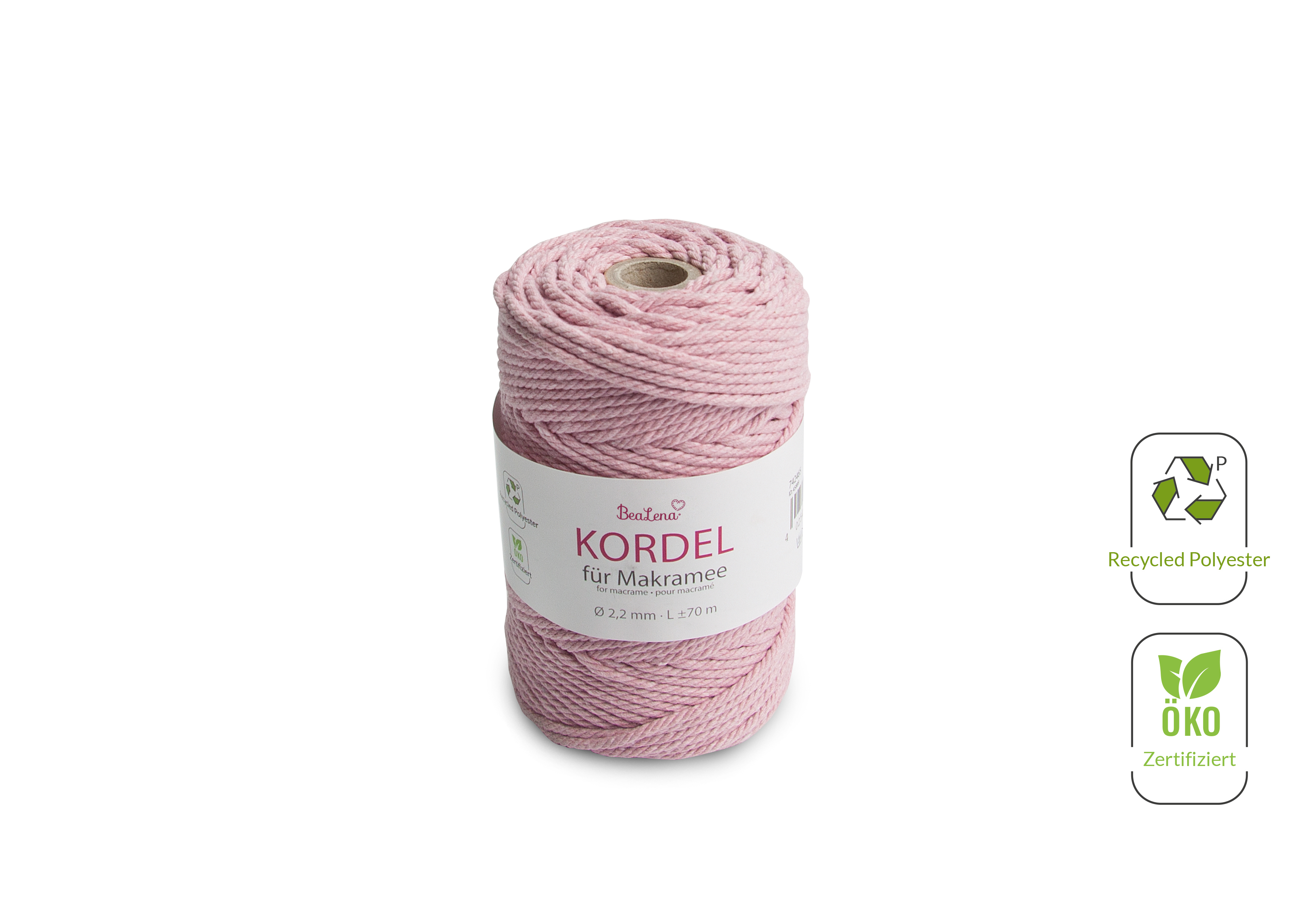 Kordel rose  / Makramee 2,2 mm 70m