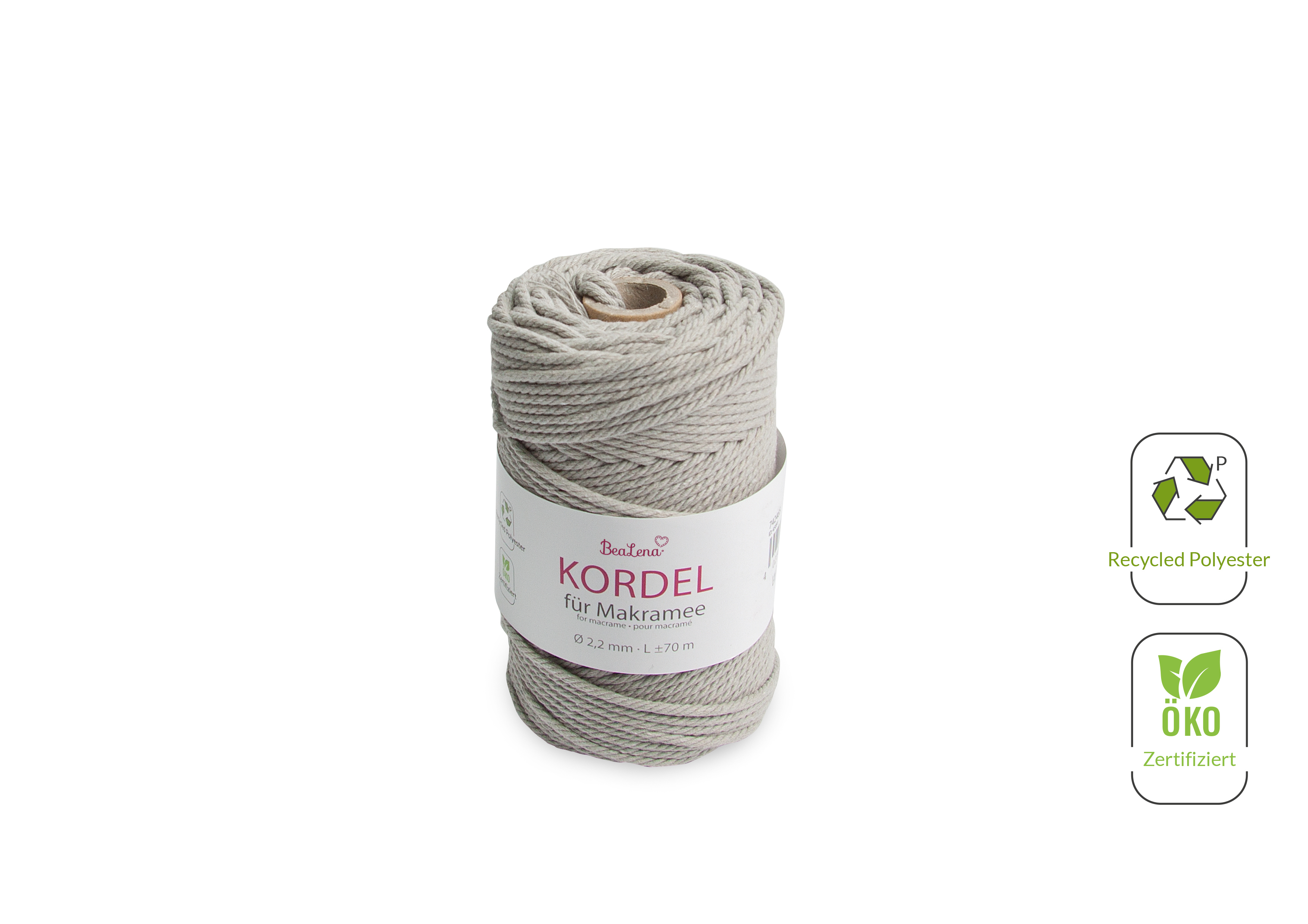 Kordel platingrau Makramee 2,2 mm 70m