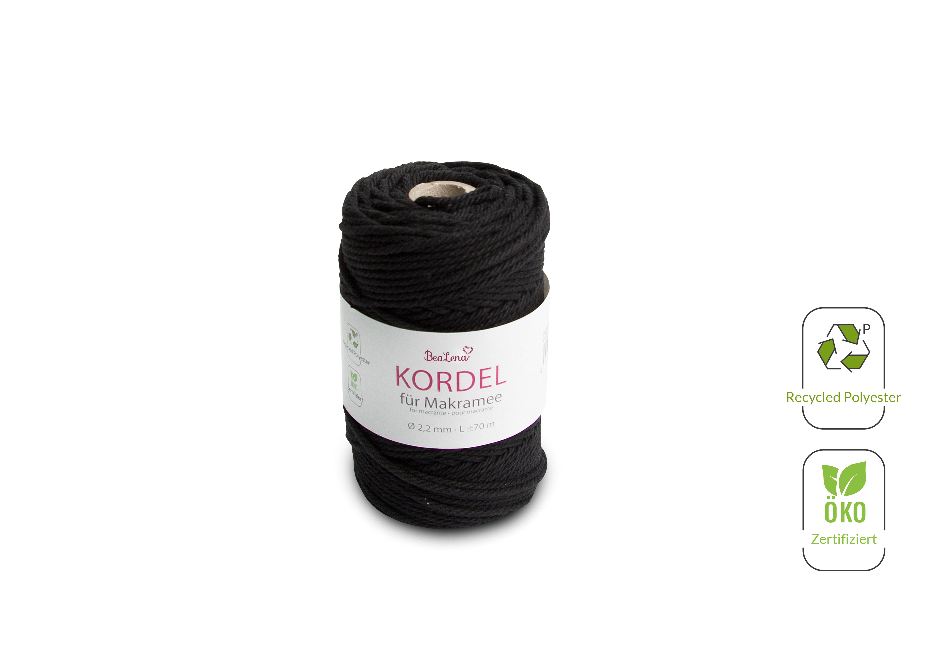 Kordel schwarz  Makramee 2,2 mm 70m