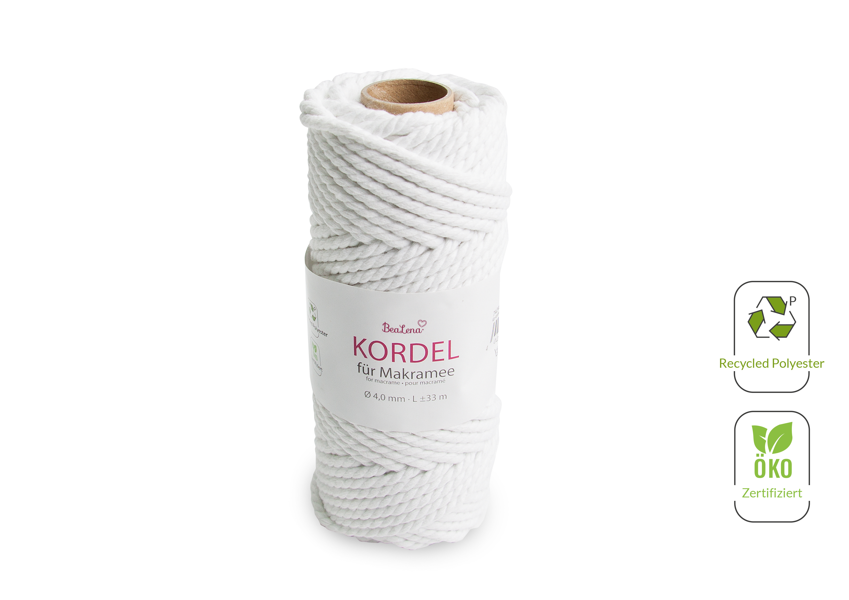 Kordel weiss  Makramee 4 mm 33m