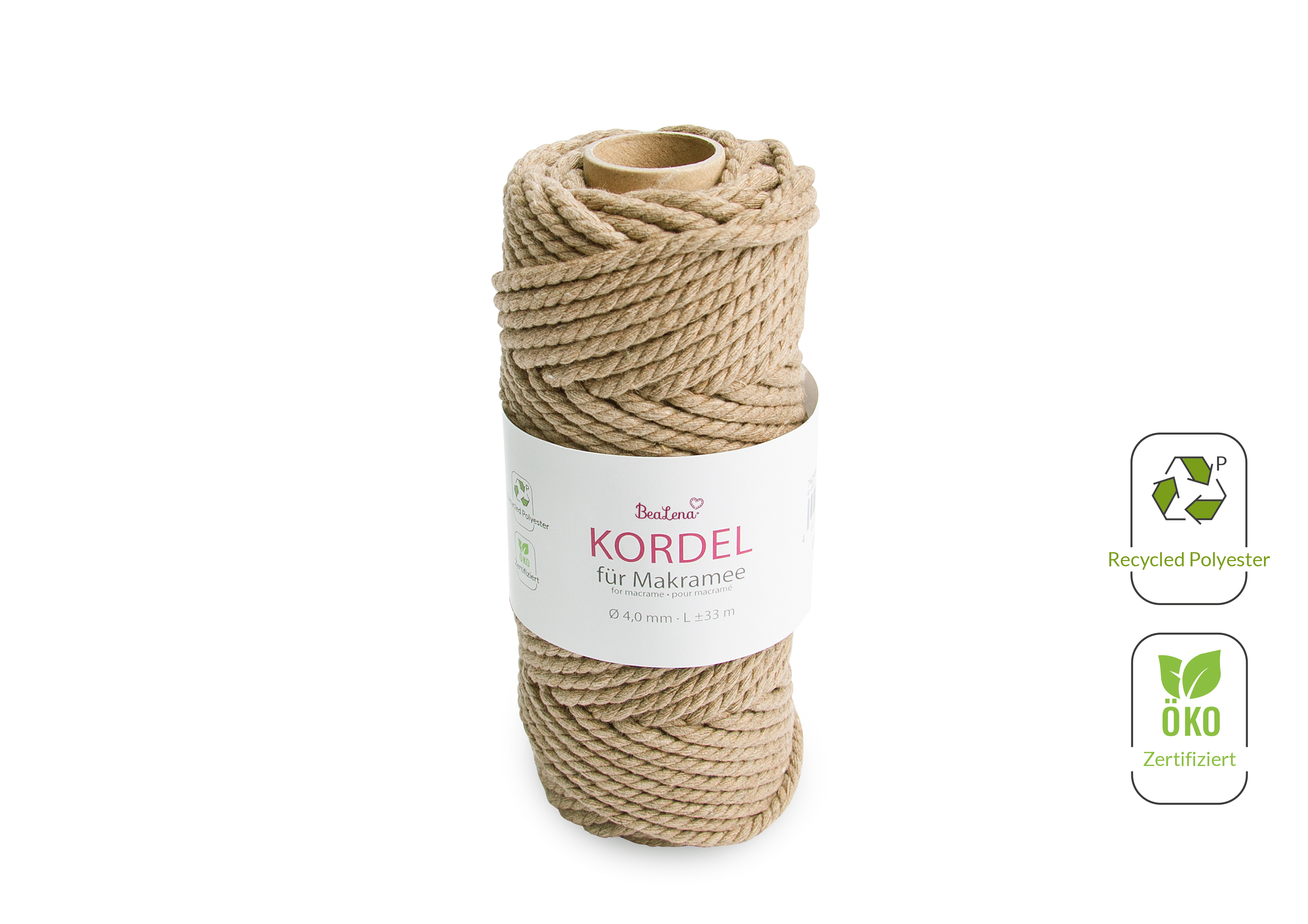 Kordel hellbraun  Makramee 4 mm 33m