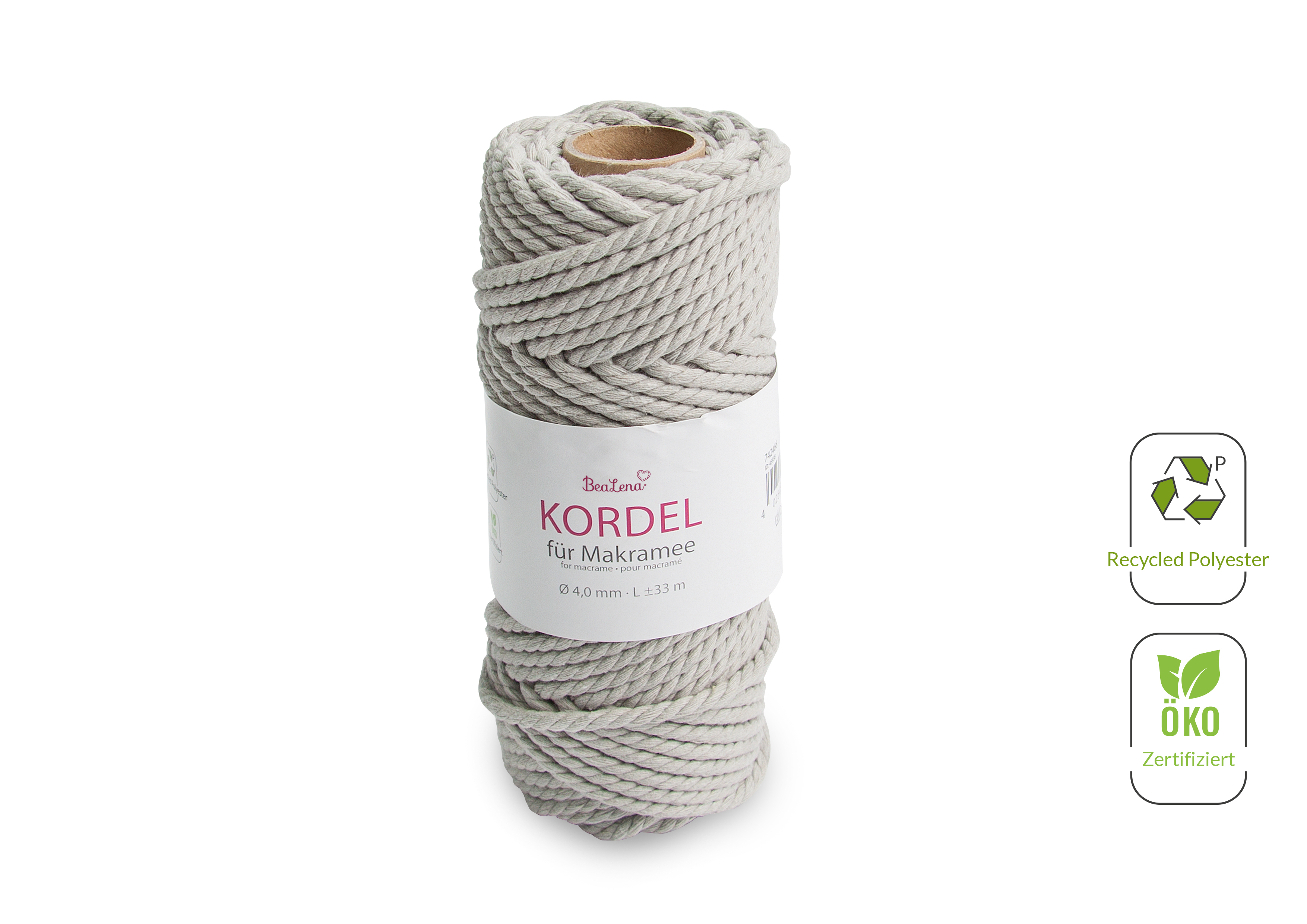 Kordel platingrau  / Makramee 4 mm 33m