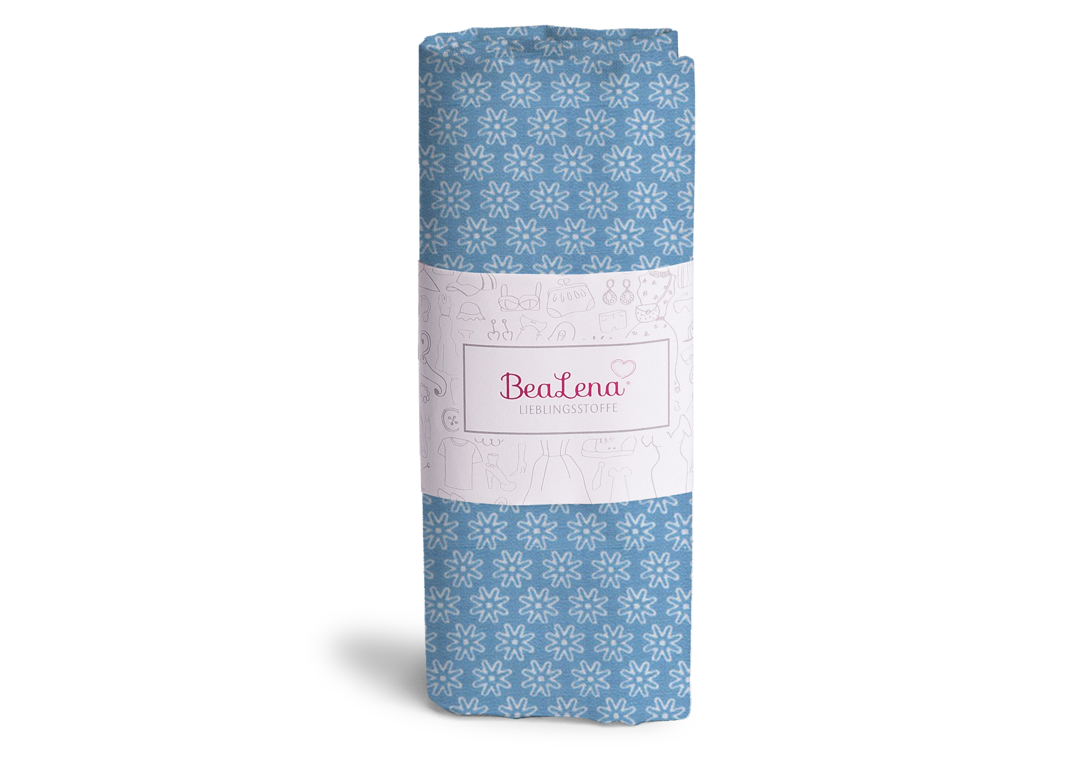 Stoff hellblau Blumen 70 x 50 cm
