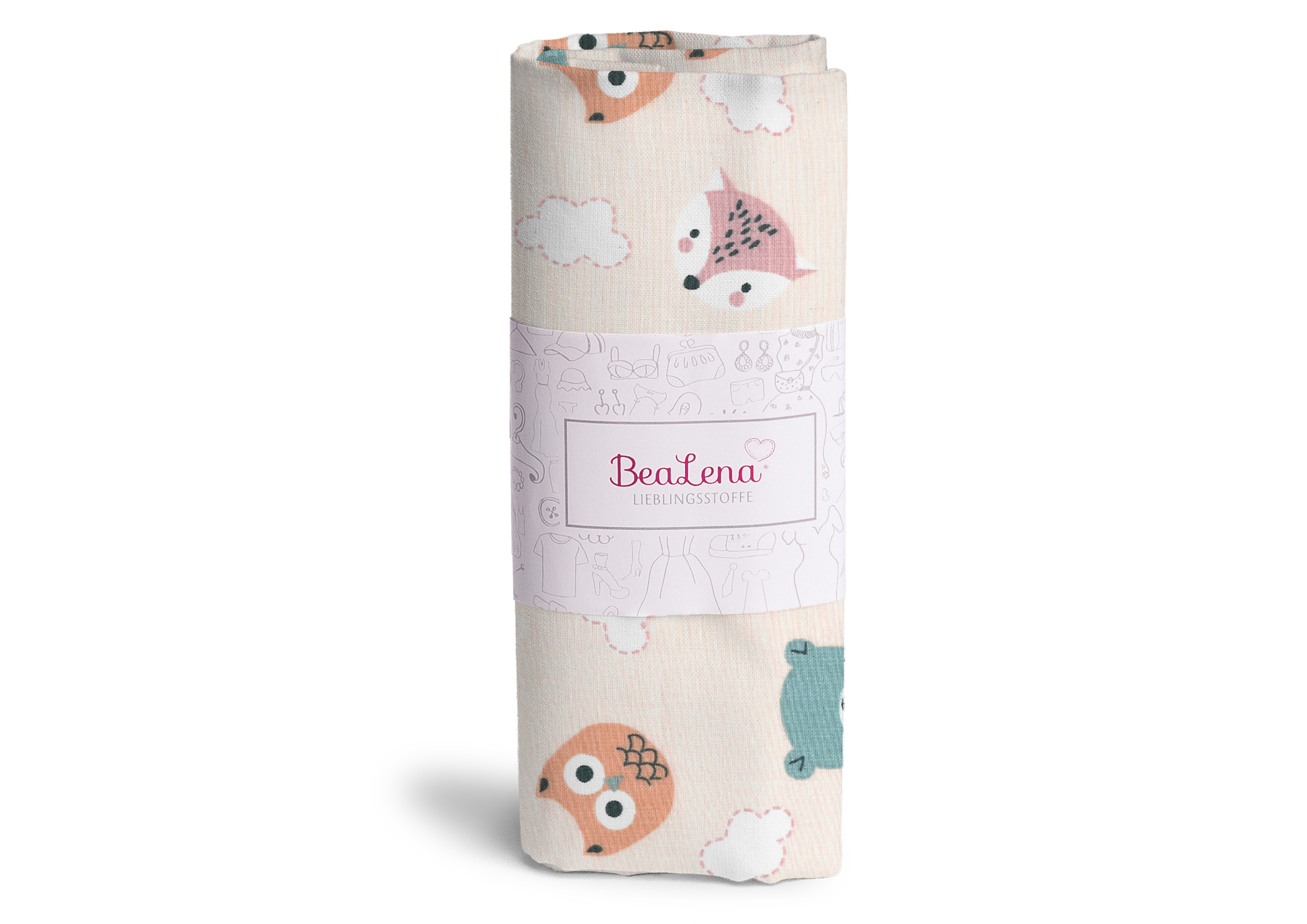 Stoff apricot Tiere 70 x 50 cm