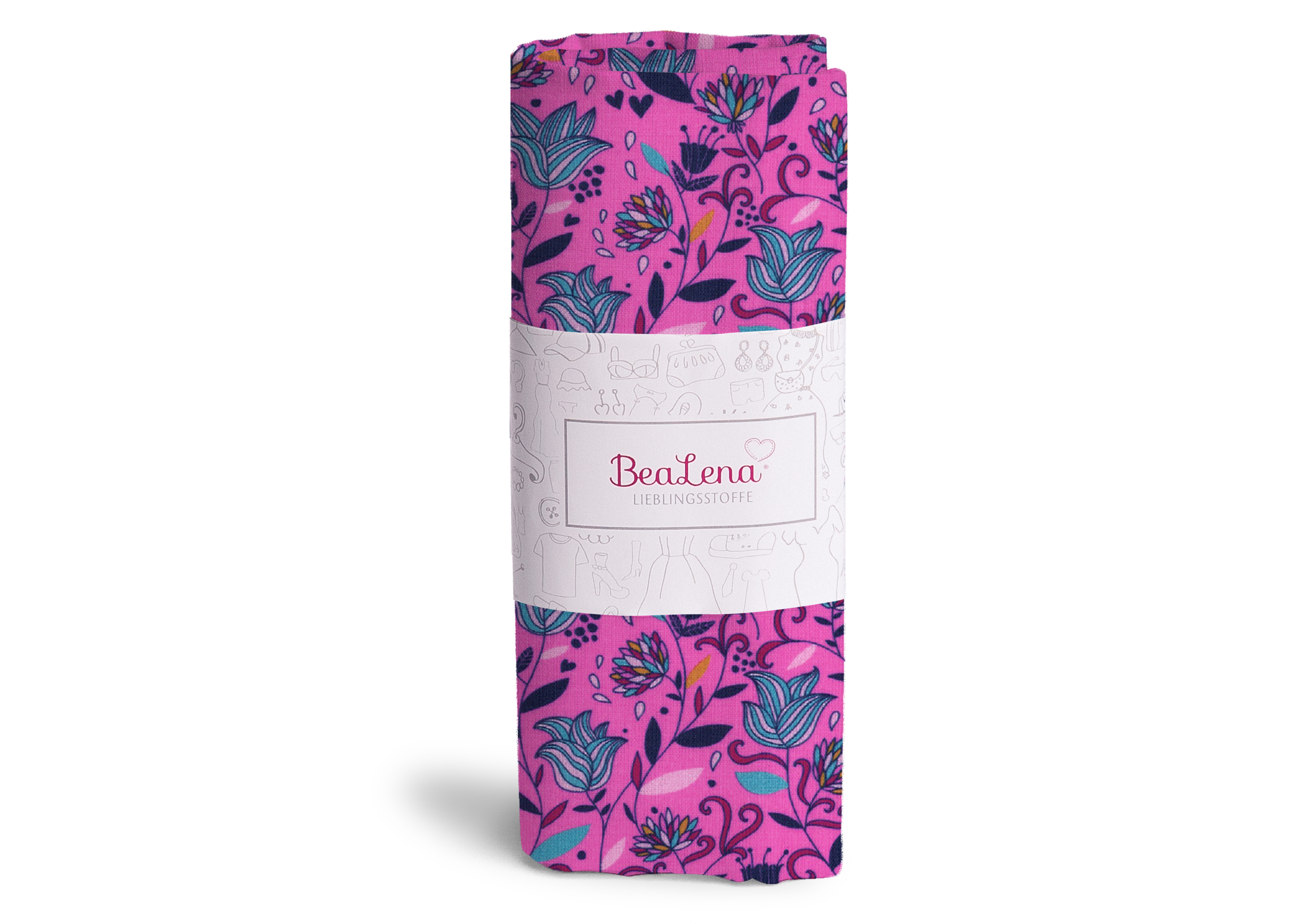 Stoff pink Blumen 70 x 50 cm