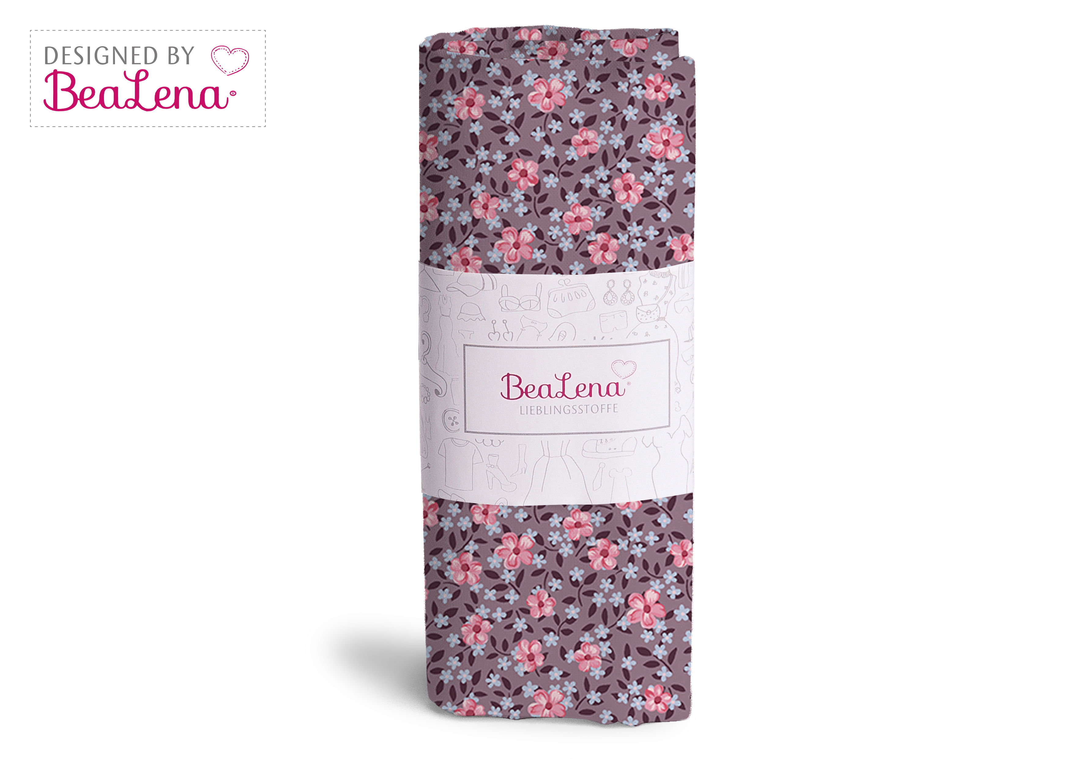 Stoff lila Blumen 70 x 50 cm