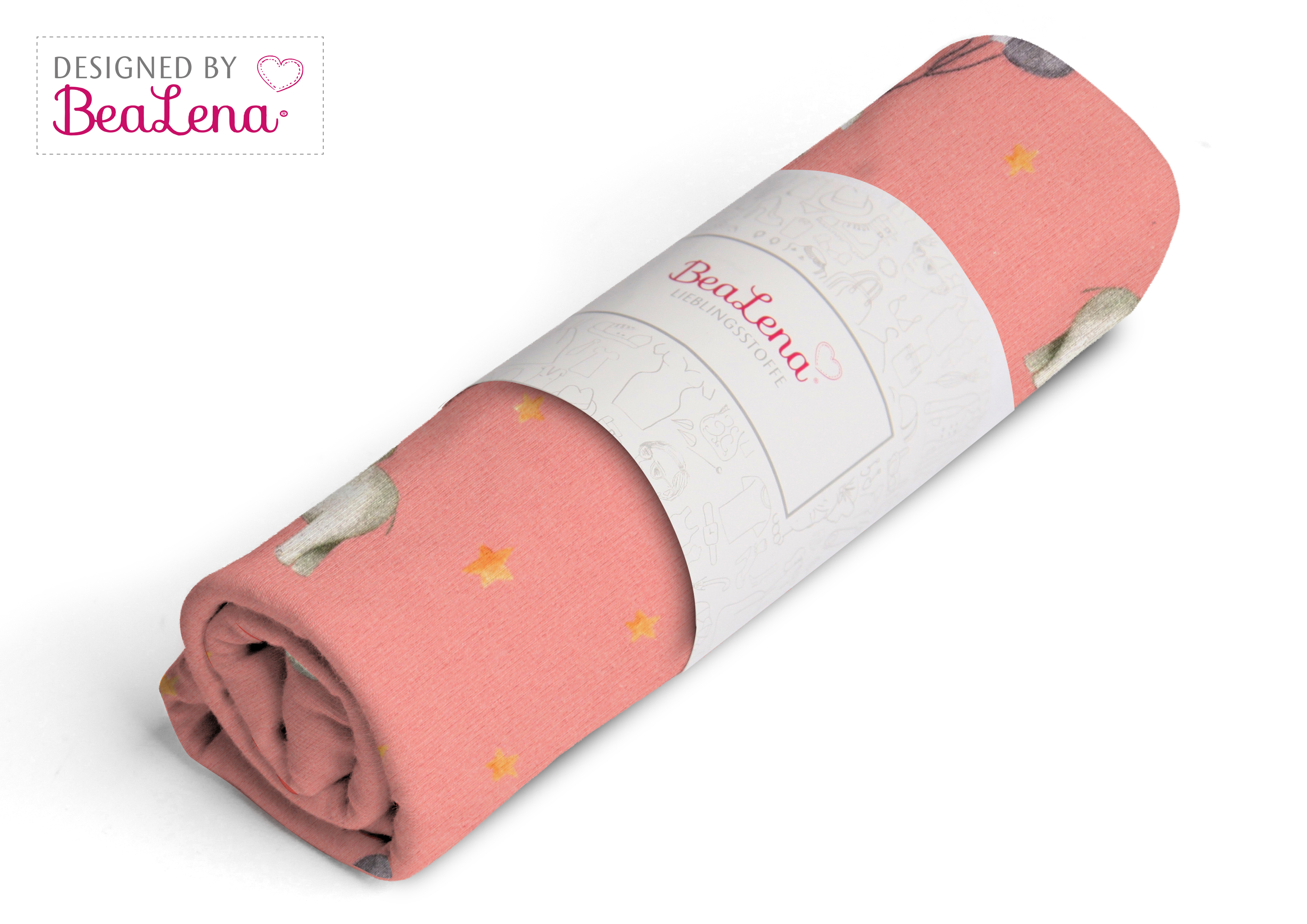 Stoff apricot Elefant 70 x 100 cm